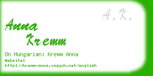 anna kremm business card